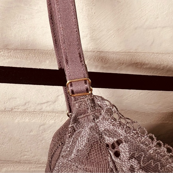 NWT Soma Signature Lace Longline Wireless Lined Bralette L Excalibur Grey #0465 - Picture 7 of 14